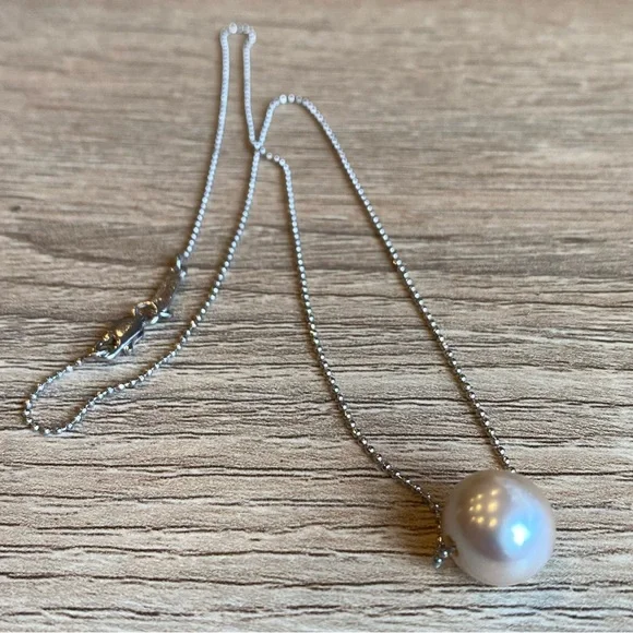 GENUINE 925 Sterling Silver South Sea Freshwater Pearl Pendant Necklace - Picture 4 of 10